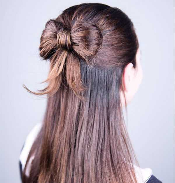 Прическа «Бантик» на длинных волосах